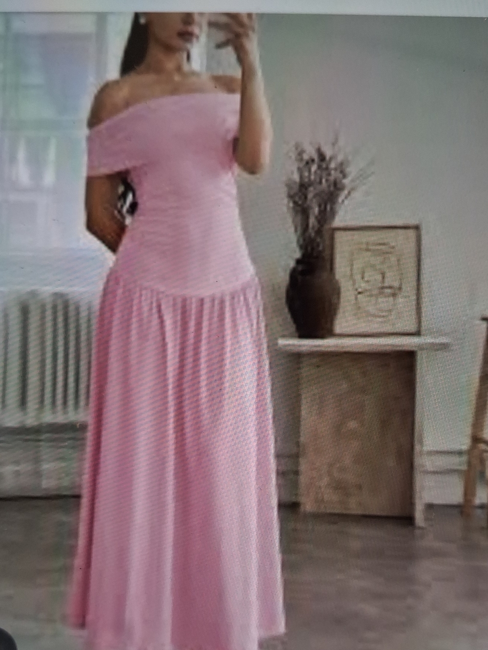 NWT Womens Ouges Pink Off The Shoulder Maxi Dress